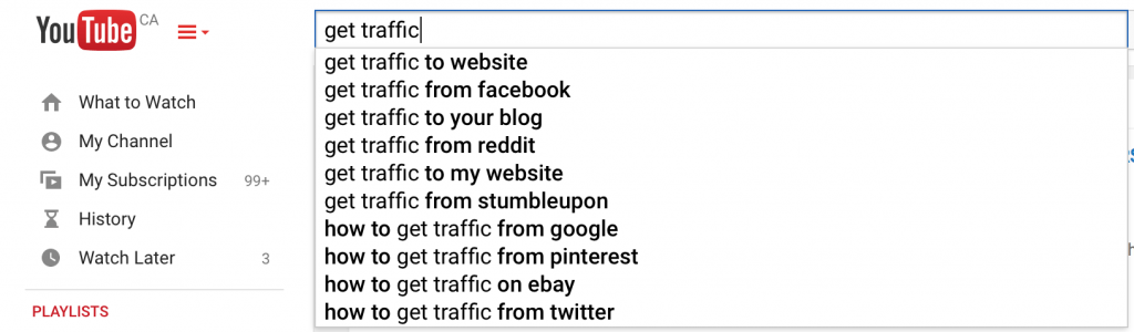 youtube search auto complete