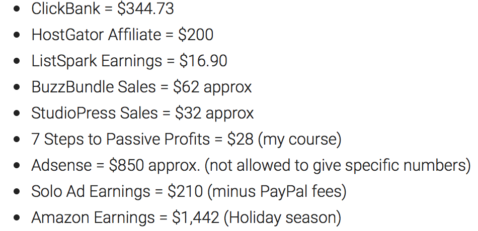 November Income Report